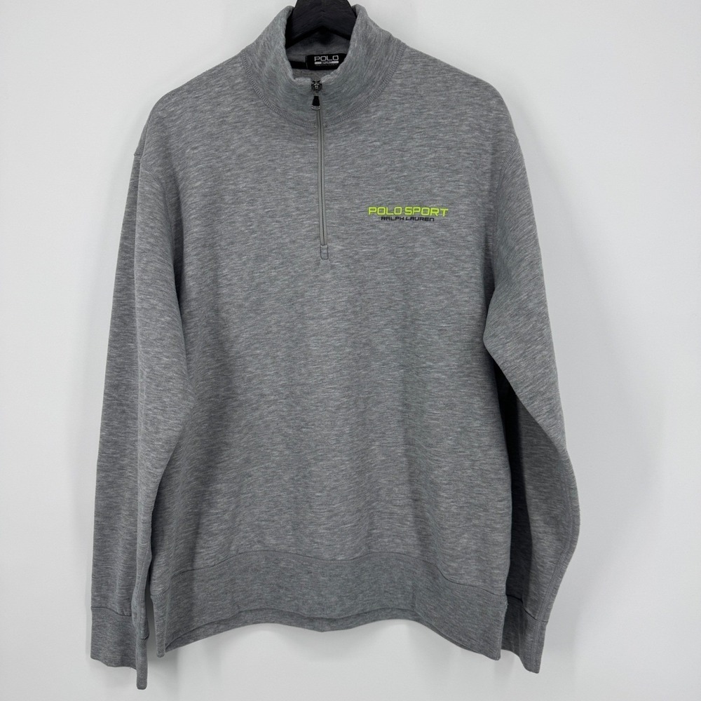 Polo Sport Ralph Lauren Mens Gray Quarter Zip Pullover Sweatshirt Size Large